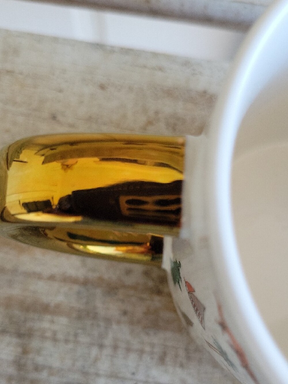 Wanderlust White Stoneware Mug with Gold Handle and Multicolor Travel Icons - Picture 8 of 8